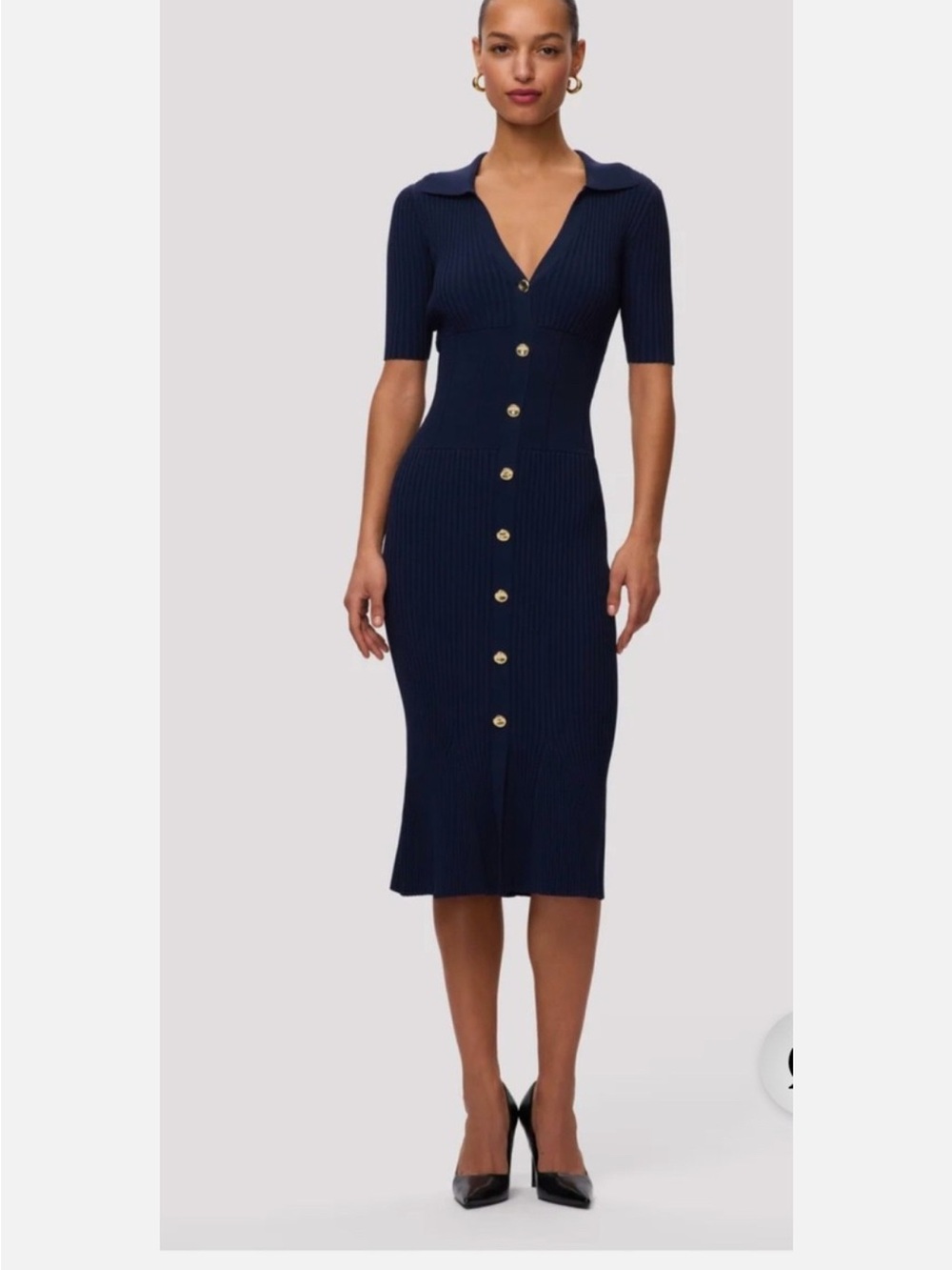 Herve Leger Indra Midi Dress in Blue Storm Size Small. Original price $695
